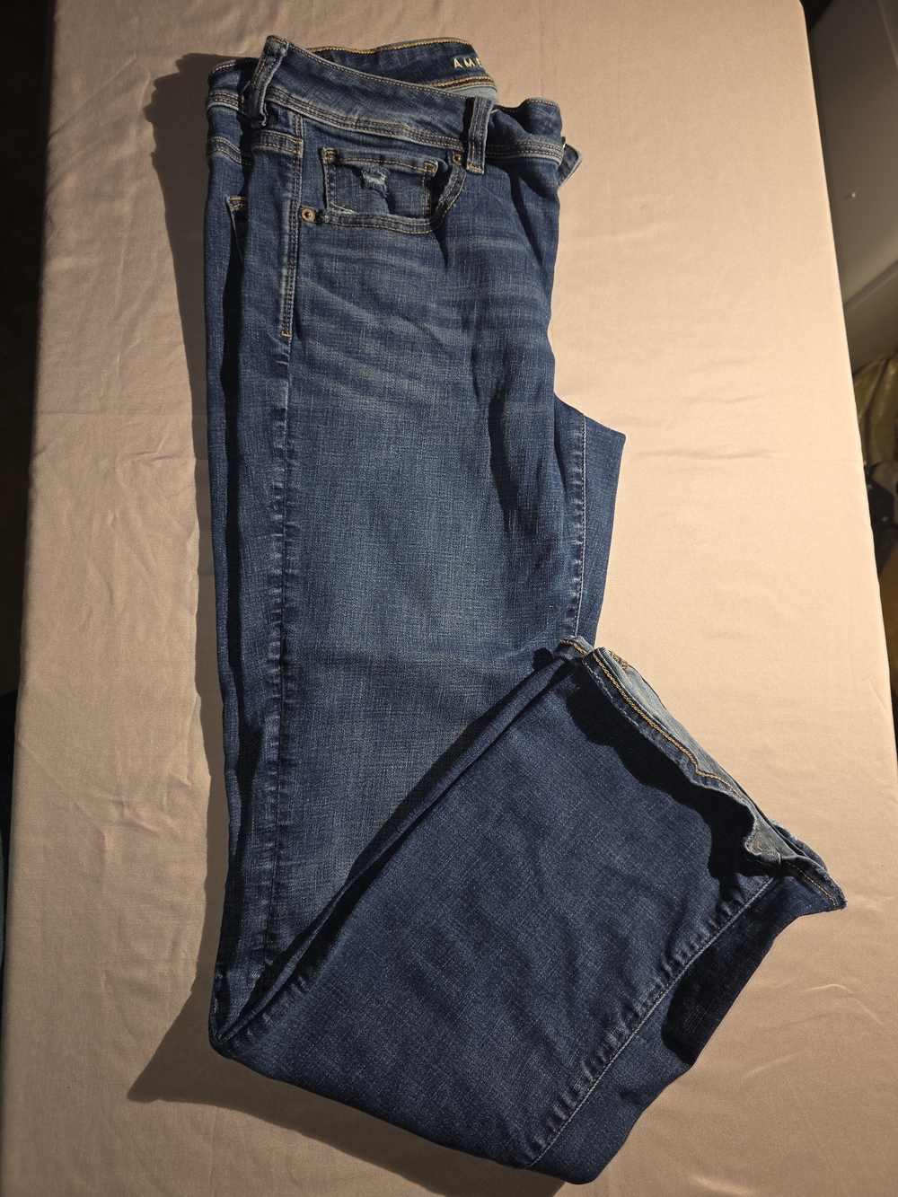 American Eagle Distressed High-Rise Women’s Blue Boot Cut Jeans 30" Inseam